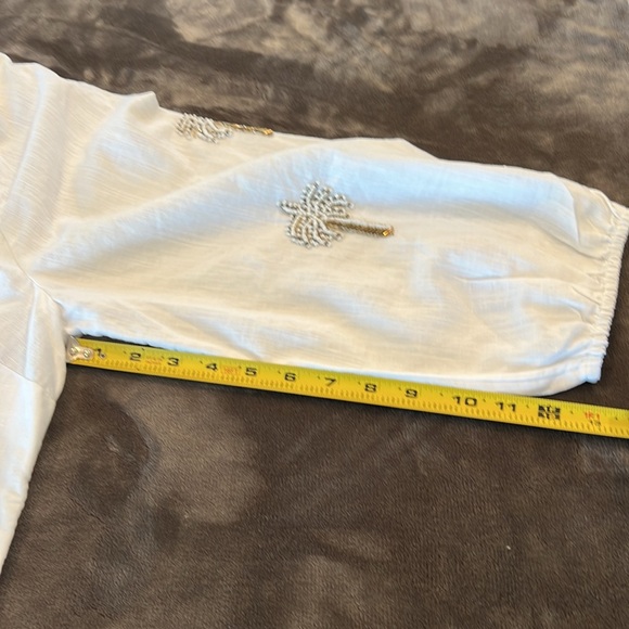 🎉Host Pick🎉Talbots Palm Embellished Linen Cotton Popover - Size 1X - Picture 10 of 15